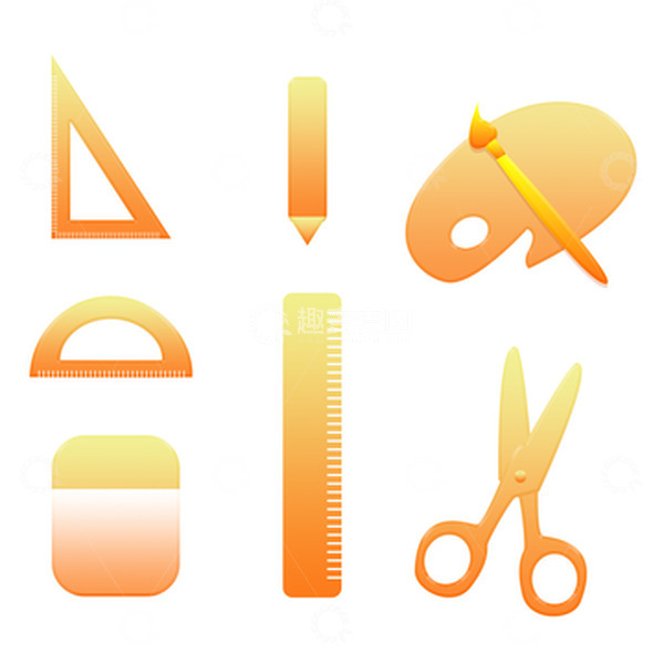 源文件下载【趣麦麦图】橙色开学季矢量卡通学习工具元素