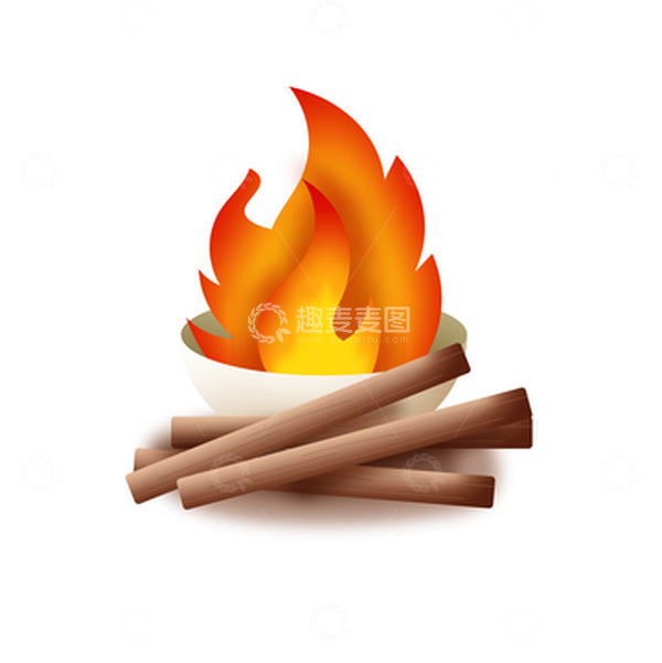 源文件下载【趣麦麦图】矢量中元节手绘火盆木柴装饰元素