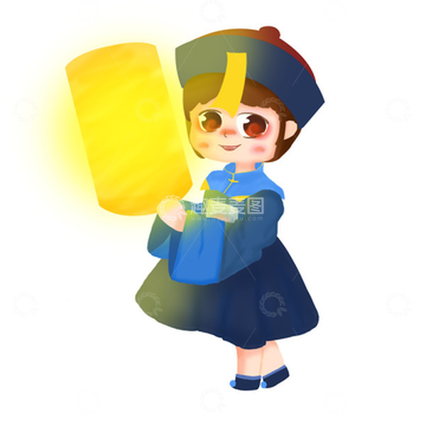 源文件下载【趣麦麦图】蓝色卡通诡异中元小僵尸中元节手绘