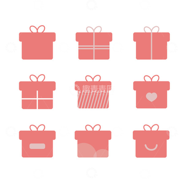 源文件下载【趣麦麦图】粉色扁平化教师节礼物礼盒图标元素