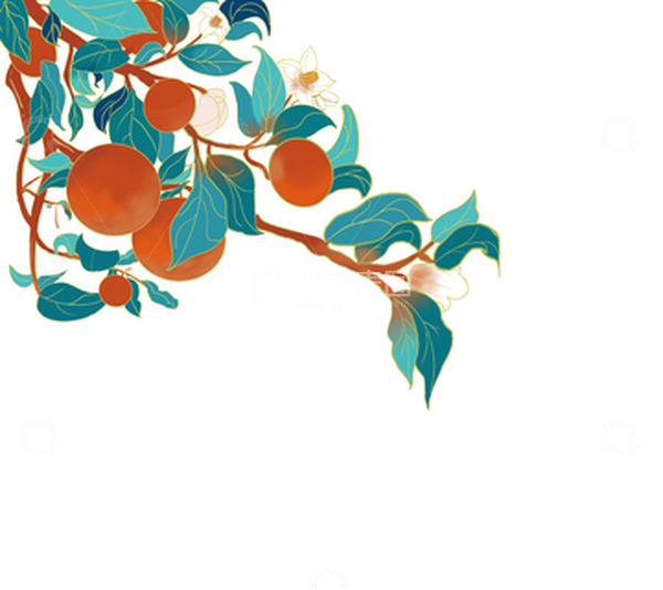 源文件下载【趣麦麦图】蓝橘色插画风格红美人手绘图