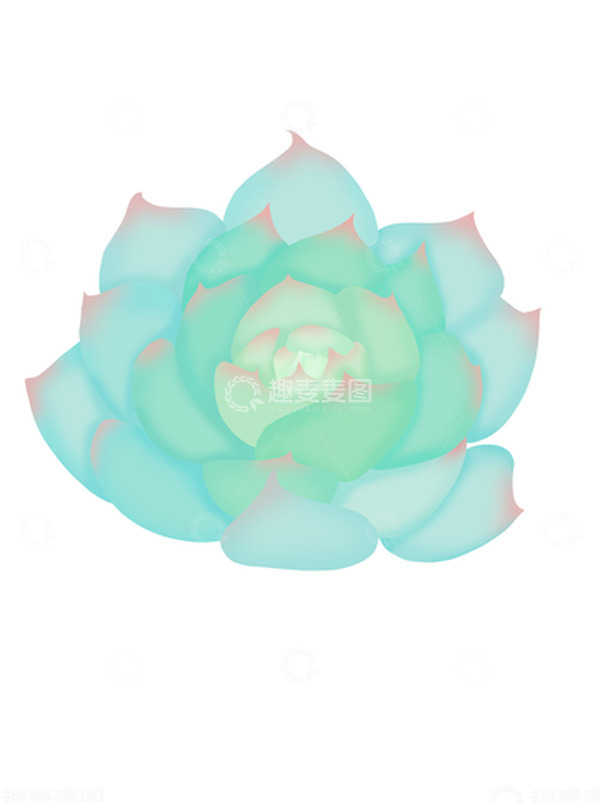 源文件下载【趣麦麦图】绿色小清新手绘多肉植物免扣分层元素盆栽