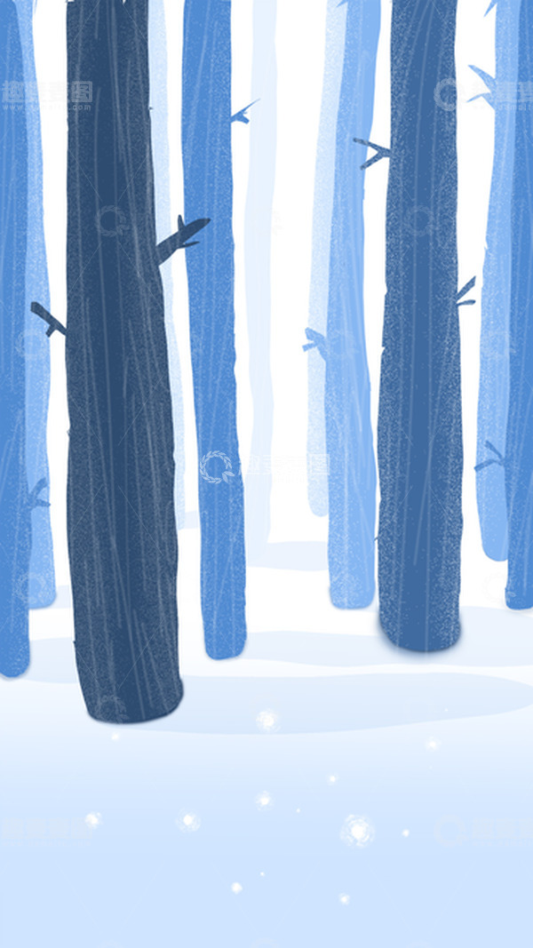 源文件下载【趣麦麦图】蓝色树林森林插画背景图