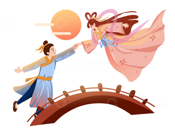 源文件下载【趣麦麦图】七夕节浪漫情人节牛郎织女鹊桥相会