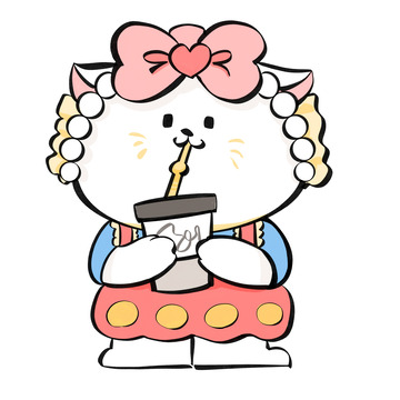 可爱小清新喝奶茶猫咪装饰手绘