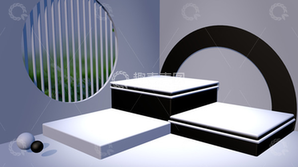 源文件下载【趣麦麦图】黑白c4d背景展台