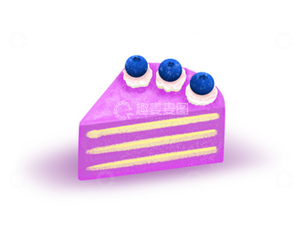 源文件下载【趣麦麦图】紫色小清新蓝莓奶油蛋糕手绘插画
