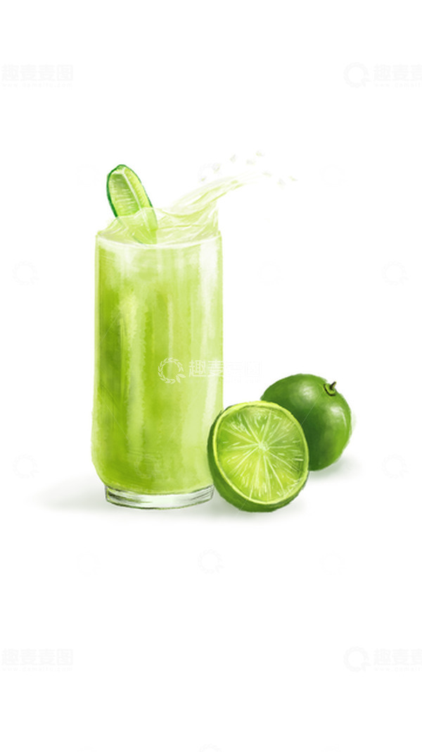 源文件下载【趣麦麦图】夏季饮品柠檬绿色冰饮凉爽饮料