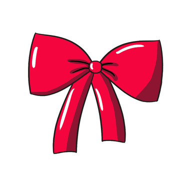 卡通红色蝴蝶结手绘图