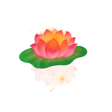 红色小清新中元节河灯元素