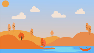 手绘制立秋卡通景色