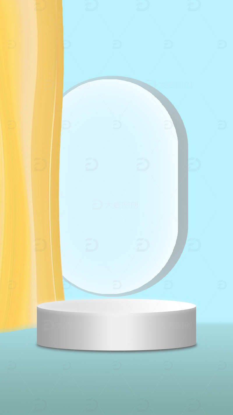 源文件下载【趣麦麦图】蓝色产品展台电商海报展示台高清