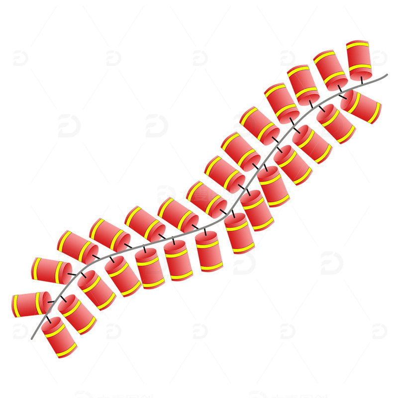 一串喜庆中国红典礼鞭炮免抠素材