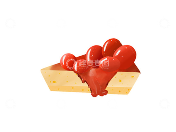 源文件下载【趣麦麦图】-红色卡通慕斯蛋糕生日手绘元素