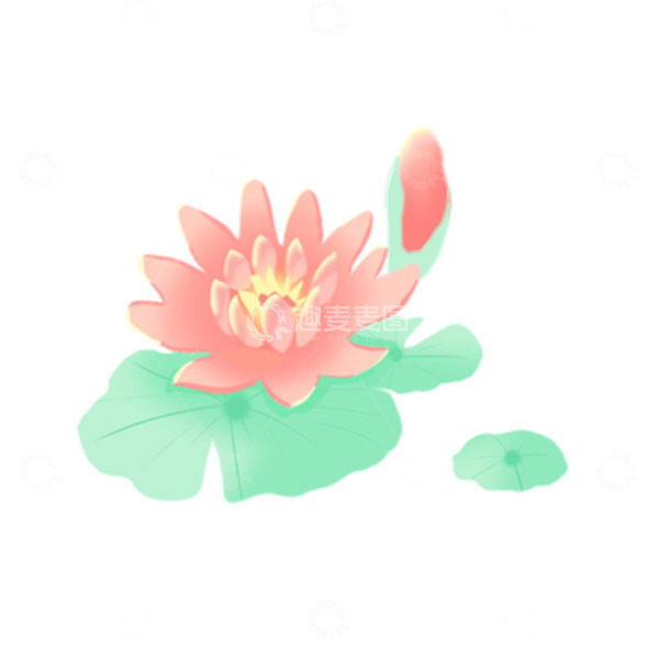 源文件下载【趣麦麦图】中元节手绘小清新荷花莲花元素