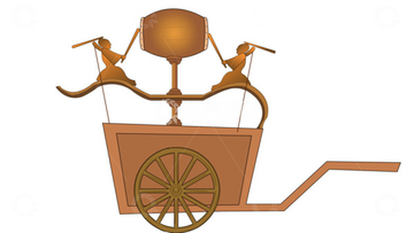 源文件下载【趣麦麦图】黄色复古记里鼓车手绘图