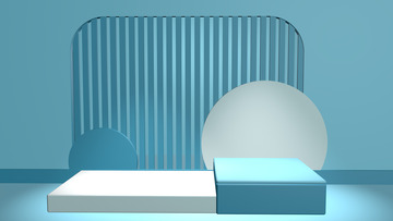 蓝白c4d背景展台