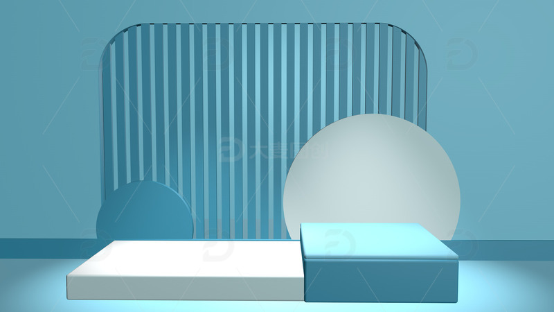 源文件下载【趣麦麦图】-蓝白c4d背景展台