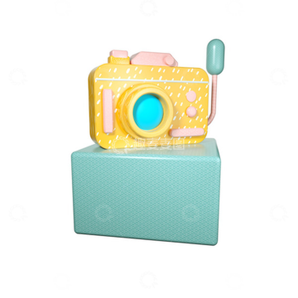 源文件下载【趣麦麦图】彩色简约数码相机场景装饰