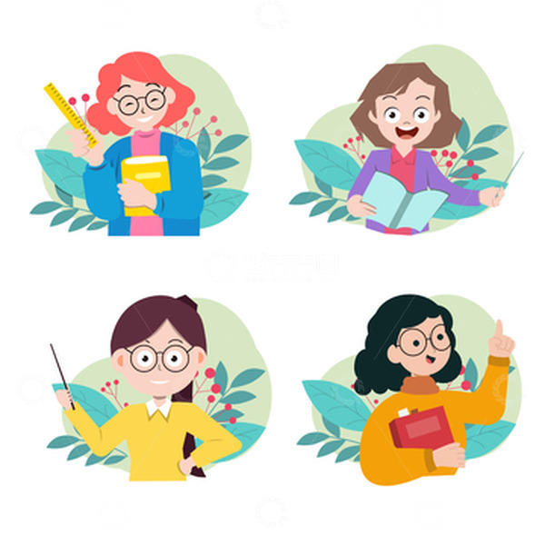 源文件下载【趣麦麦图】教师节讲课的矢量插画老师书本人物眼镜