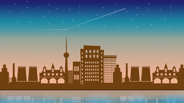 繁华水上城市星空夜景背景