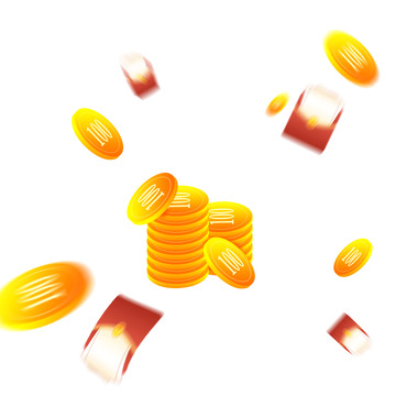 电商促销金币红包飞溅活动宣传优惠装饰元素