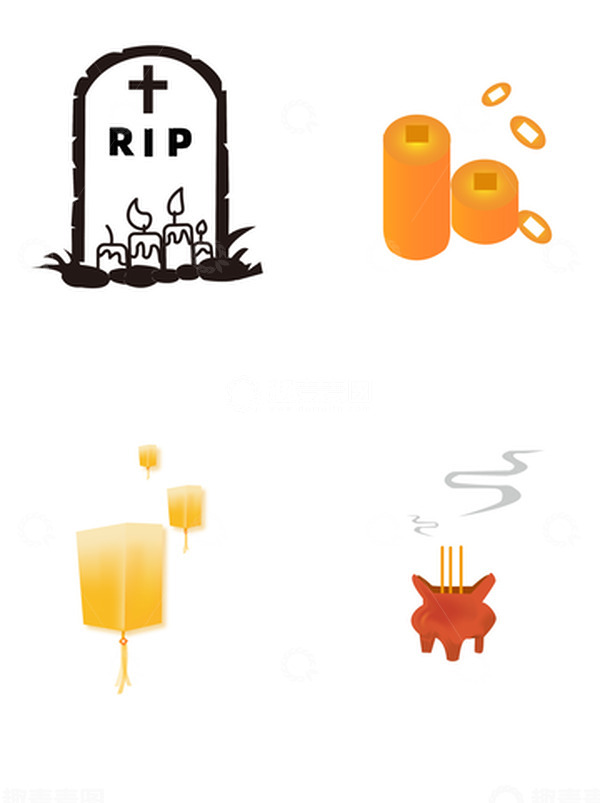 源文件下载【趣麦麦图】中元节小元素