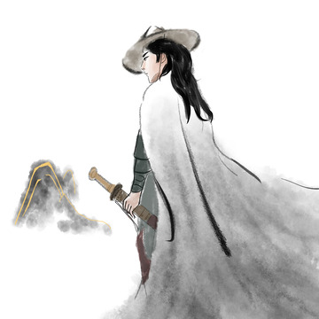 国潮侠客人物手绘