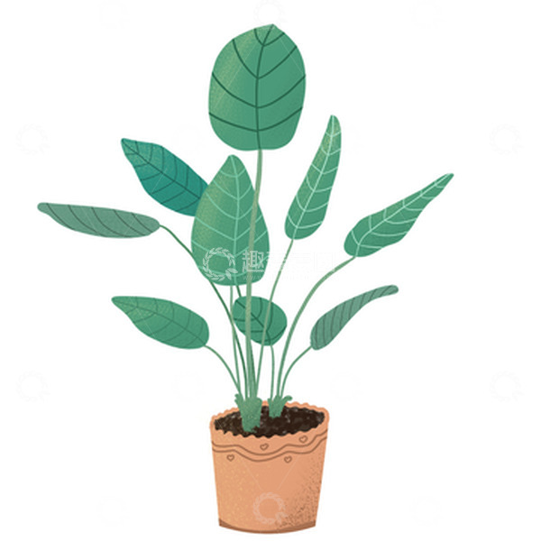 源文件下载【趣麦麦图】绿色小清新绿植植物盆栽装饰插画