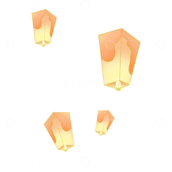 源文件下载【趣麦麦图】中元节孔明灯矢量图