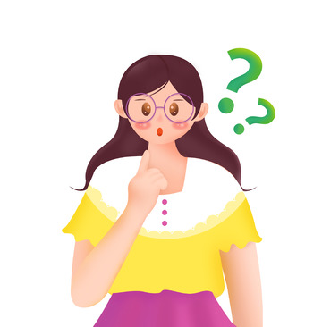 手绘卡通思考问题女孩开学季透明元素