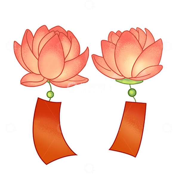 源文件下载【趣麦麦图】漂浮粉色手绘卡通莲花灯带灯谜