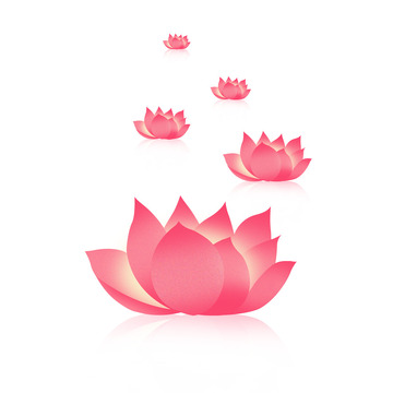 粉色小清新莲花河灯手绘中元节