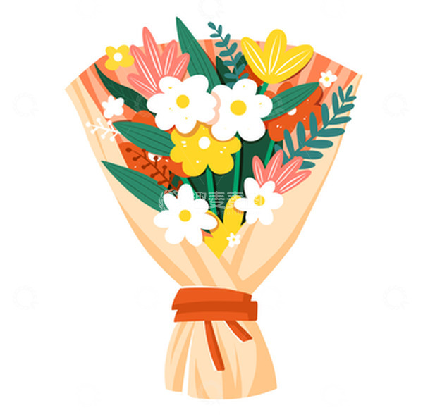 源文件下载【趣麦麦图】扁平花卉花束鲜花教师学生教师节元素