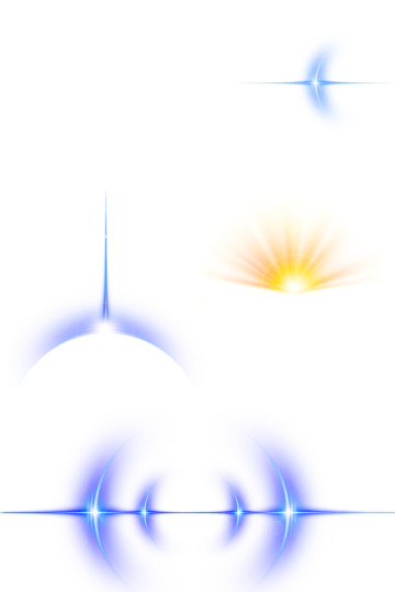 白色蓝色光效弧线光元素