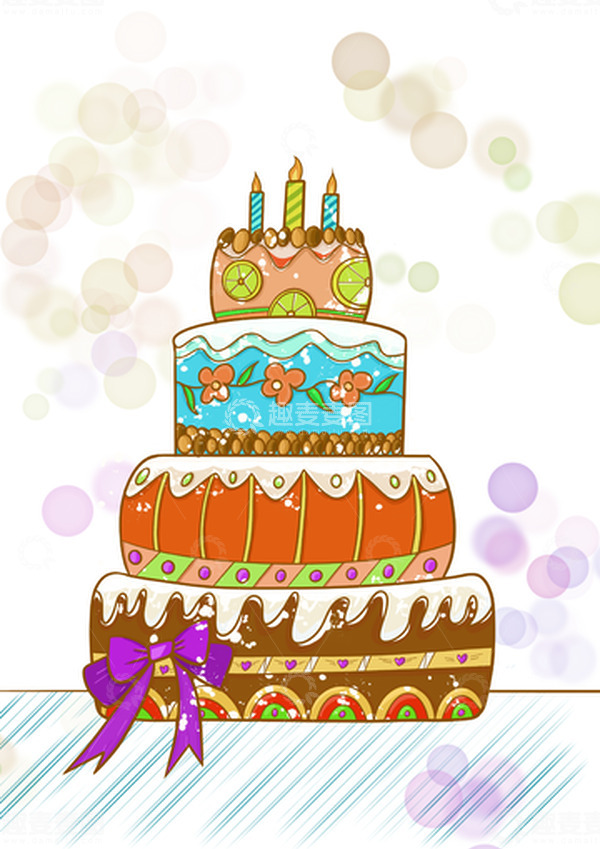 源文件下载【趣麦麦图】彩色可爱多层蛋糕手绘图