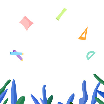 扁平矢量文具尺子铅笔开学季学生文具