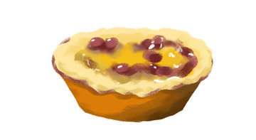 手绘插画红豆蛋挞