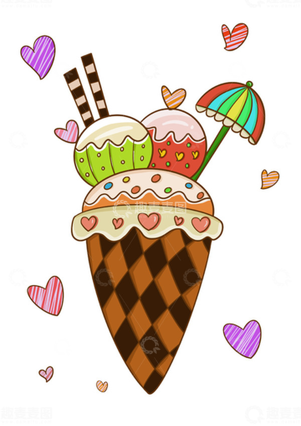 源文件下载【趣麦麦图】巧克力可爱冰淇淋手绘图