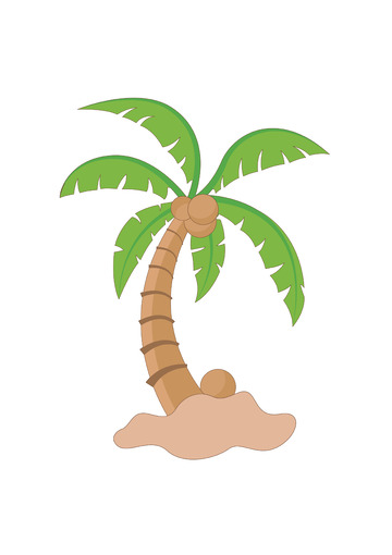 夏天海边绿色椰树手绘插画图素材