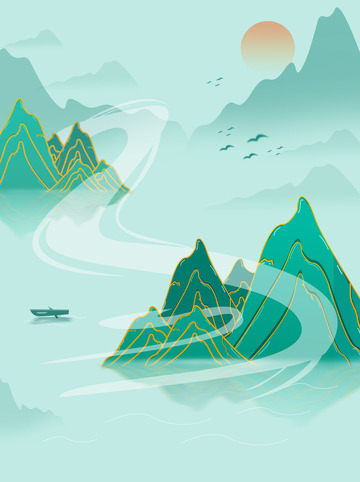 古风山节日海报背景