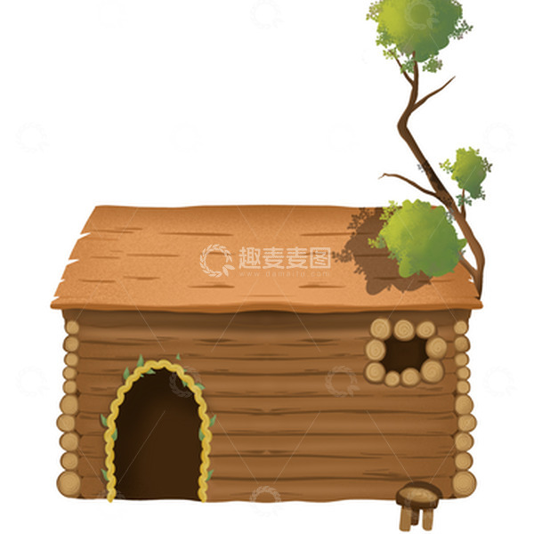 源文件下载【趣麦麦图】手绘卡通小木屋