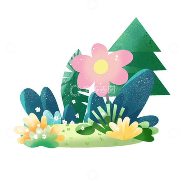 源文件下载【趣麦麦图】草丛植物小场景插画