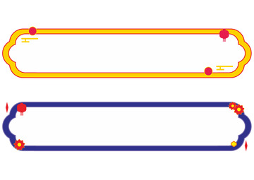 中国风橙色蓝色电商灯笼花边框元素