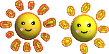 卡通太阳3D矢量图