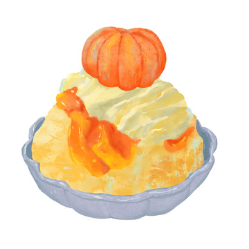 橘子果酱沙冰蛋糕手绘美食元素