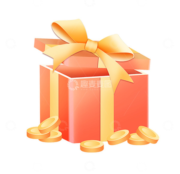 源文件下载【趣麦麦图】七夕情人节卡通金币礼盒电商活动插画元素