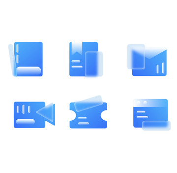 蓝色毛玻璃办公图标