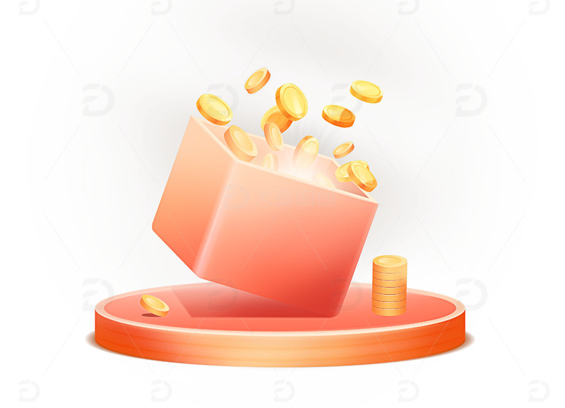 红色金币红包福袋电商活动领奖弹窗元素