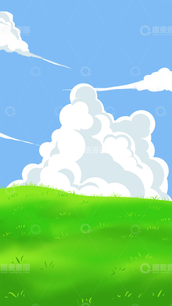 源文件下载【趣麦麦图】绿色治愈清新手绘背景踏青手绘